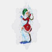 Snowman and Girl Dancers Weihnachtsschmuckkarte Ornament Karte (Rechts)