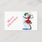 Snowman and Girl Dancing Weihnachtskarte Visitenkarte (Rückseite)