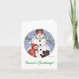 Snowman and Scottie Holiday Card Feiertagskarte