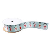 Snowman and Snowflake Pattern Satinband (Spule)