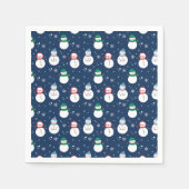 Snowman and Snowflakes Blue Pattern Cocktail Serviette (Vorderseite)