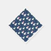 Snowman and Snowflakes Blue Pattern Cocktail Serviette (Ecke)