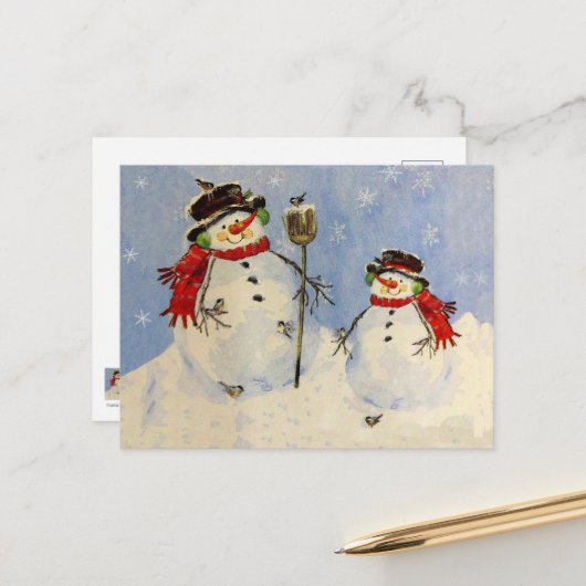 Snowman and Son Card Postkarte (Vorderseite/Rückseite Beispiel)