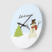 Snowman and Tree Große Wanduhr (Winkel)