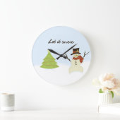 Snowman and Tree Große Wanduhr (Zuhause)