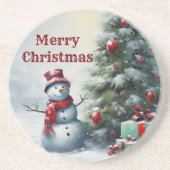 Snowman and Tree Sandstone Untersetzer (Vorne)