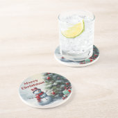 Snowman and Tree Sandstone Untersetzer (Seite)