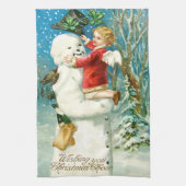 Snowman Angel Cherub Vierblättriges Kleeblatt Handtuch (Vertikal)