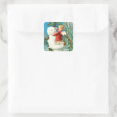 Snowman Angel Cherub Vierblättriges Kleeblatt Quadratischer Aufkleber (Tasche)