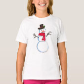 Snowman Aquarell Feste Weihnachten Niedlicher Wint T-Shirt (Vorderseite)