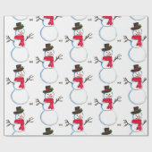 Snowman Aquarell Vintage Retroxmas Muster Geschenkpapier (Flach)