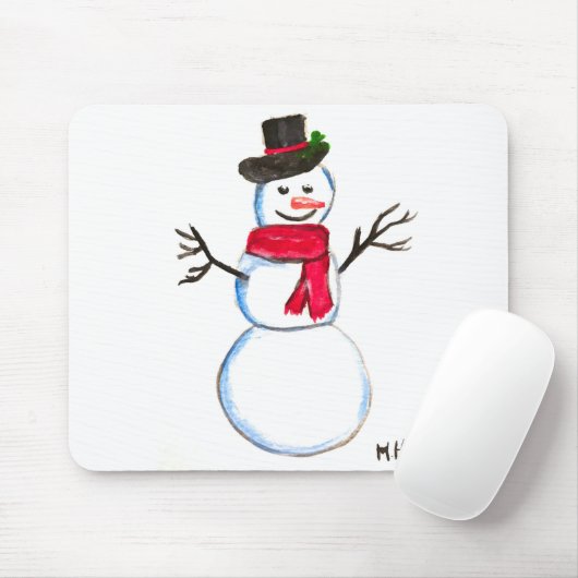 Snowman Aquarell Vintager Winter Mousepad (Mit Mouse)