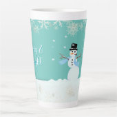 Snowman Art Christmas Merry n Happy Sprichwort Milchtasse (Vorderseite)