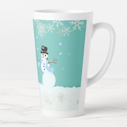 Snowman Art Christmas Merry n Happy Sprichwort Milchtasse (Rechts)