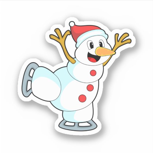 Snowman at Ice Skaten with Ice Skate.PNG Aufkleber (Vorderseite)