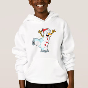 Snowman at Ice Skaten with Ice Skate.PNG Hoodie