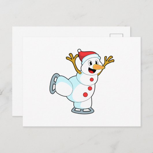 Snowman at Ice Skaten with Ice Skate.PNG Postkarte (Vorne/Hinten)