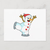Snowman at Ice Skaten with Ice Skate.PNG Postkarte (Vorderseite)