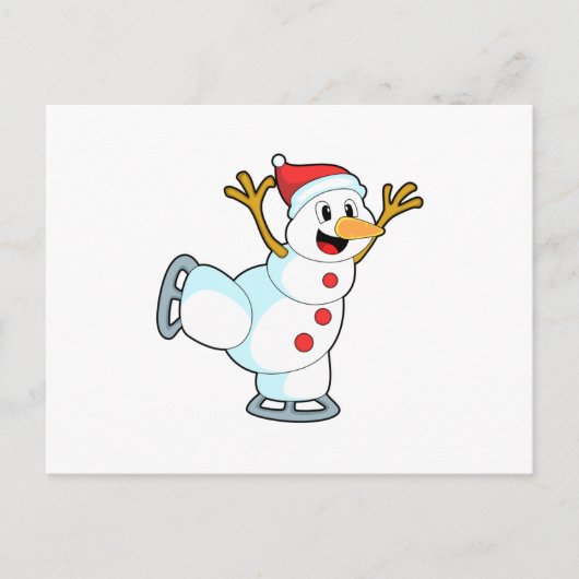 Snowman at Ice Skaten with Ice Skate.PNG Postkarte (Vorderseite)