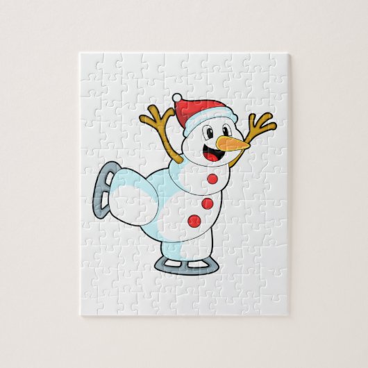 Snowman at Ice Skaten with Ice Skate.PNG Puzzle (Vertikal)