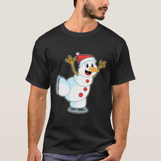 Snowman at Ice Skaten with Ice Skate.PNG T-Shirt (Vorderseite)