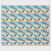 Snowman at the beach during Christmas holiday Geschenkpapier (Flach)