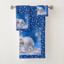 Snowman auf Blue Personalize Name Badezimmer
