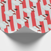 Snowman auf Candy Cane Streifen Geschenkpapier (Ecke)