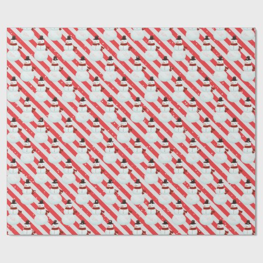 Snowman auf Candy Cane Streifen Geschenkpapier (Flach)