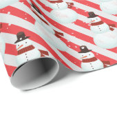 Snowman auf Candy Cane Streifen Geschenkpapier (Rolleneckpunkt)