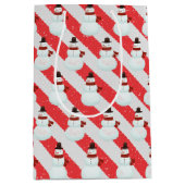 Snowman auf Candy Cane Stripe Mittlere Geschenktüte (Vorderseite)