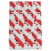 Snowman auf Candy Cane Stripe Mittlere Geschenktüte (Rückseite)