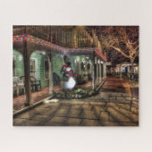 Snowman auf der Veranda im Winter Wunderland Puzzle (Horizontal)