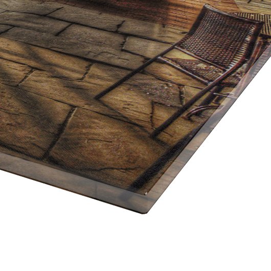 Snowman auf der Veranda im Winter Wunderland Schneidebrett (Ecke)