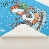 Snowman auf einer Schlitten-Fleece Sherpa Blanket Sherpadecke (3/4)