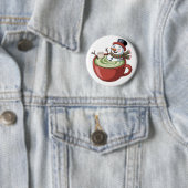 Snowman auf Matcha Bathub Funny Christmas Button (Beispiel)