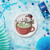 Snowman auf Matcha Bathub Funny Christmas Pappteller (Party)
