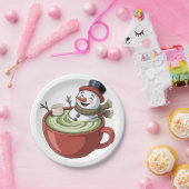 Snowman auf Matcha Bathub Funny Christmas Pappteller (Party)