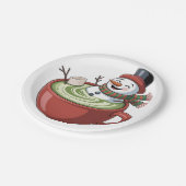 Snowman auf Matcha Bathub Funny Christmas Pappteller (Schrägansicht)