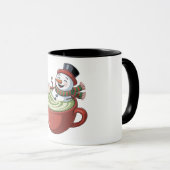 Snowman auf Matcha Bathub Funny Christmas Tasse (VorderseiteRechts)