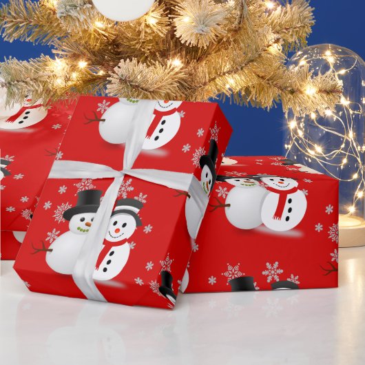 Snowman auf Red Christmas Craft oder Geschenkpapier (Feiertage)