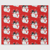 Snowman auf Red Christmas Craft oder Geschenkpapier (Flach)