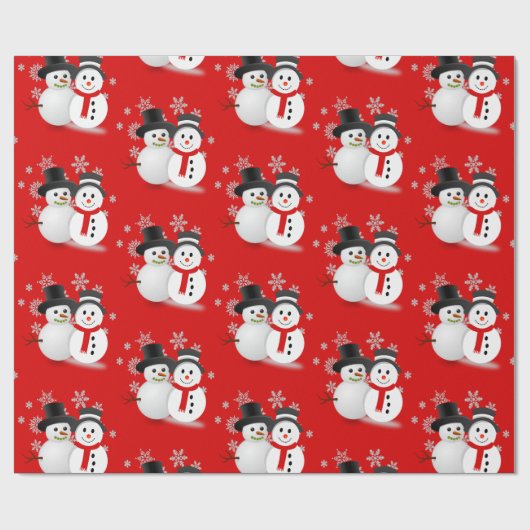 Snowman auf Red Christmas Craft oder Geschenkpapier (Flach)