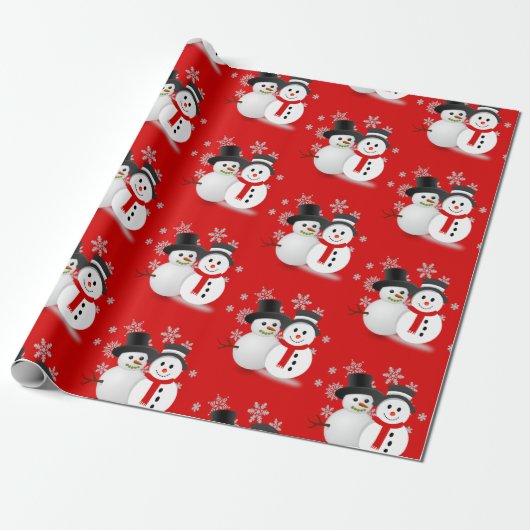 Snowman auf Red Christmas Craft oder Geschenkpapier (Ungerollt)