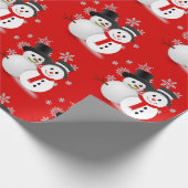 Snowman auf Red Christmas Craft oder Geschenkpapier (Ecke)