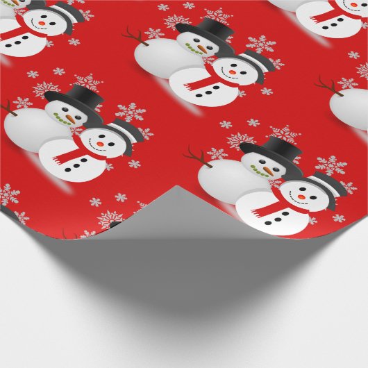 Snowman auf Red Christmas Craft oder Geschenkpapier (Ecke)