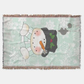 Snowman auf Soft Blue Snowflake Holiday Throw Decke (Vorderseite)