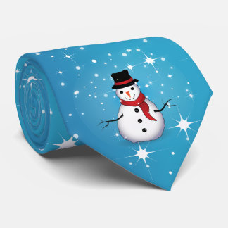 Snowman auf Starry Blue Christmas Krawatte