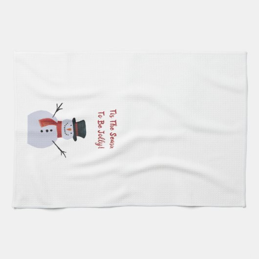 Snowman auf Weiß Geschirrtuch (Horizontal)
