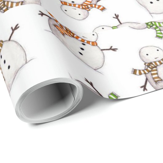 Snowman auf weißem Hintergrund Weihnachtszeit Geschenkpapier (Rolleneckpunkt)